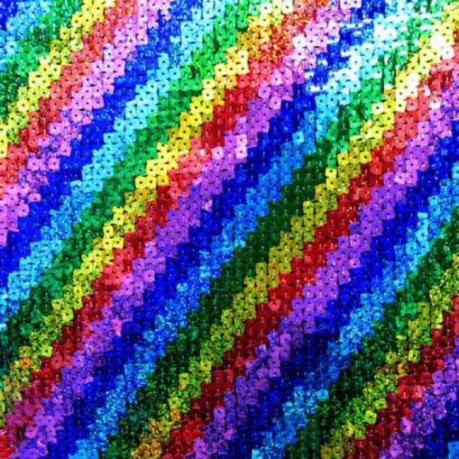 Lace Fabric Colorful Sequins Rainbow Tulle Mesh Fabric for DIY