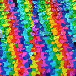 Multi-Colored Holographic Vertical Striped 10mm Sequin on Spandex