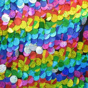 Rainbow Holographic Diagonal Striped 10mm Sequin on Mesh