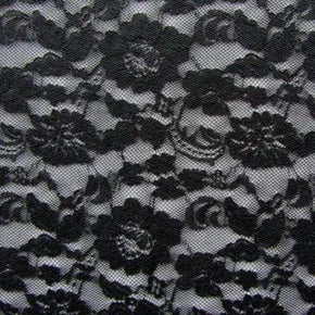  Black Fancy Floral Lace on Nylon Spandex