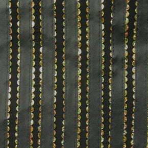 Black/Grey/Gold Holographic Sequins & Ribbons on Mesh on Stretch Mesh