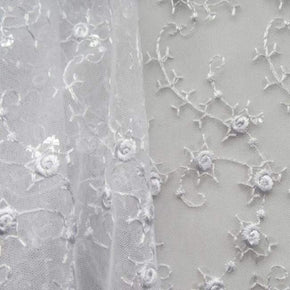  White Embroidery & Sequins on Mesh