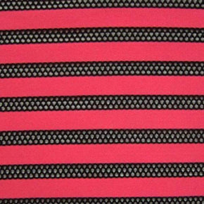  Hot Pink/Black Striped Spandex on Net