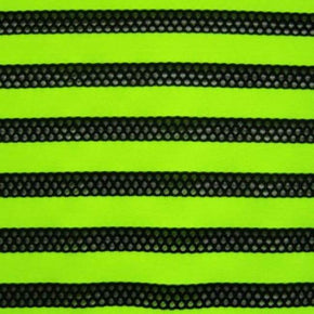  Neon Yellow Striped Spandex on Net