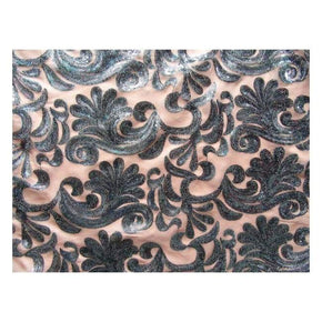  Steel Fancy Paisley Embroidery 2mm & Sequin Chiffon
