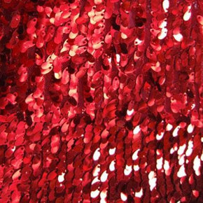  Red Oval Shaped Sequins on Polyester Mesh