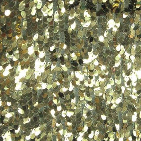  Light Gold Oval Shaped Sequins on Polyester Mesh