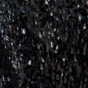  Black Oval Shaped Sequins on Polyester Spandex