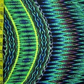 Multi-Colored Ancient Pattern Stripes Print on Polyester Spandex