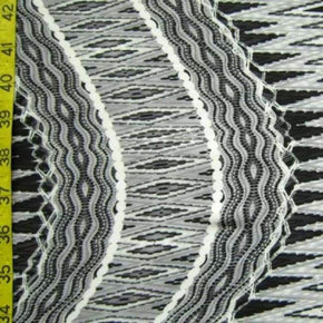 Multi-Colored Ancient Pattern Stripes Print on Polyester Spandex