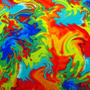  Turquoise Paint Swirl Print on Nylon Spandex