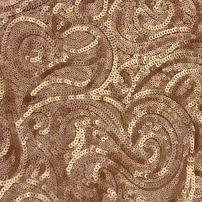  Blush Paisley Matte Sequins on Polyester Mesh