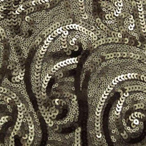  Light Brown Paisley Matte Sequins on Polyester Mesh