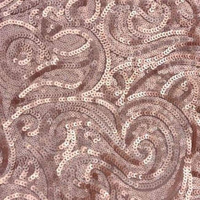  Pink Paisley Matte Sequins on Polyester Mesh