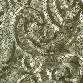  Steel Paisley Matte Sequins on Polyester Mesh
