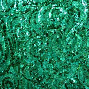  Green Paisley Shiny Sequins on Mesh