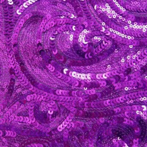  Purple Paisley Shiny Sequins on Polyester Mesh