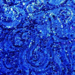  Royal Paisley Shiny Sequins on Polyester Mesh