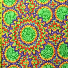Multi-Colored Paisley Print on Polyester Spandex