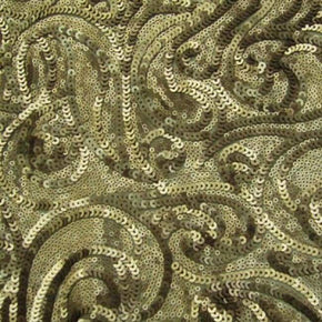 Gold/Brown Paisley Sequins on Polyester Mesh