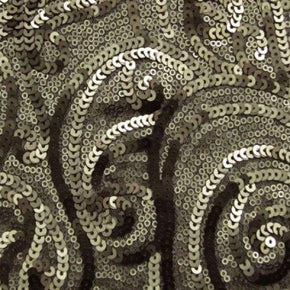  Light Brown/Brown Matte Paisley Sequins on Polyester Mesh