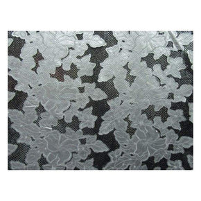  Silver/Black Floral Pleather Patch on Polyester Mesh
