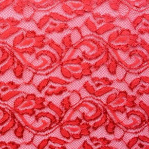  Red Fancy Floral Lace 