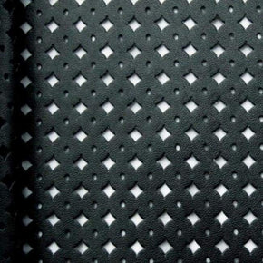  Black Solid Colored Laser Cut Interlock 750 Pleather 