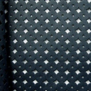  Dark Blue Solid Colored Laser Cut Interlock 750 Pleather 