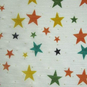 Multi-Colored Stars Printed Chiffon 