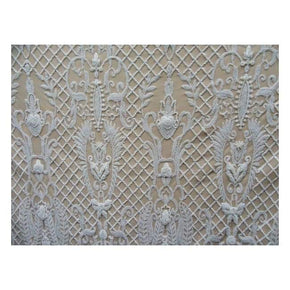  White/White Fancy Embroidery & 2mm Sequins on Mesh