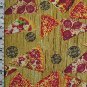 Multi-Colored Pizza Print on Nylon Spandex
