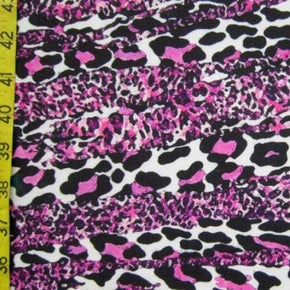 Maroon/White Animal Print Collage on Polyester Spandex