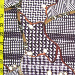 Black/White Handbag Scraps Print on Polyester Spandex