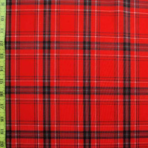  Red Plaid Print on Polyester Spandex