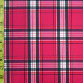 Red/Pink Plaid Print on Polyester Spandex