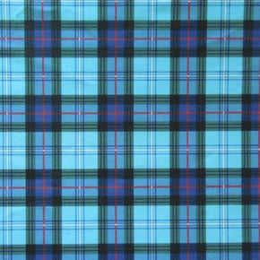  Sky Blue/Royal Plaid Print on Polyester Spandex