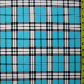  Turquoise Plaid Print on Nylon Spandex