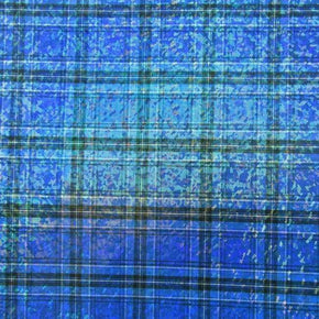  Blue Holographic Plaid Metallic Foil on Polyester Spandex