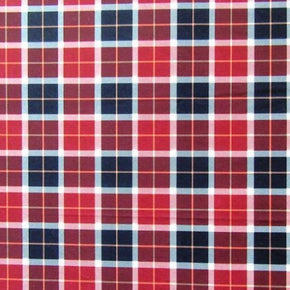  Maroon Plaid Print on Polyester Spandex