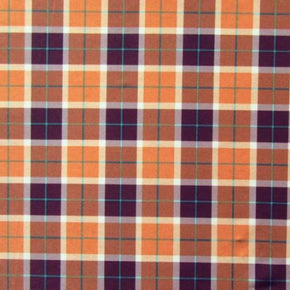  Orange/Coffee Plaid Print on Polyester Spandex