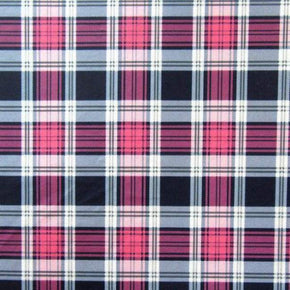  Pink Plaid Print on Polyester Spandex