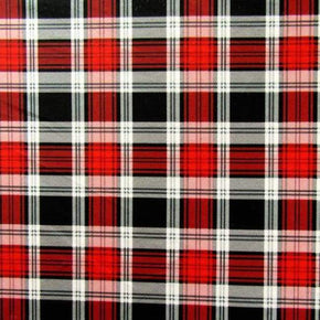  Red Plaid Print on Polyester Spandex