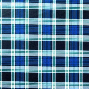  Royal Plaid Print on Polyester Spandex