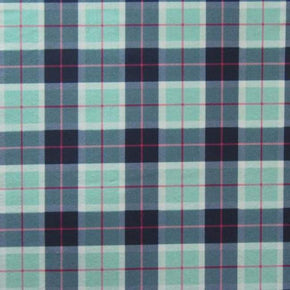  Sky Blue Plaid Print on Polyester Spandex