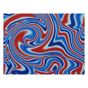  Blue/White/Red Swirls Printed Chiffon 