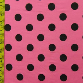  Black/Cerise Polka Dots Print on Polyester Spandex