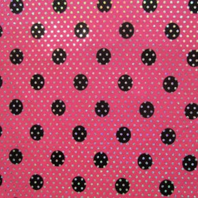  Black/Fuchsia Holographic Polka Dots Sequin on Polyester Spandex