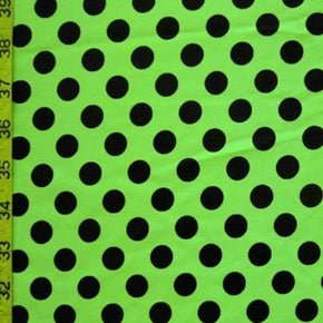  Black/Neon Green Polka Dots Print on Nylon Spandex