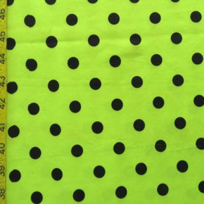  Black/Neon Green Polka Dots Crepe